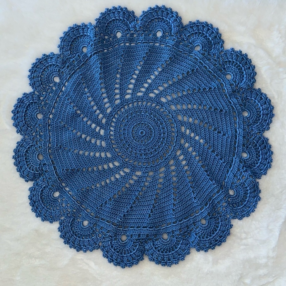 Vintage crochet blue doily